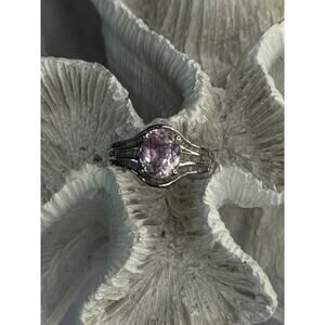 925 STERLING SILVER MORGANITE & BERYL RING SIZE 8